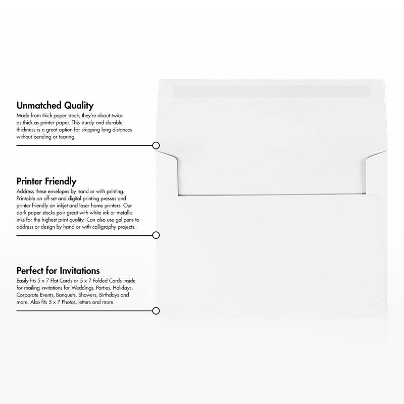 LUXPaper A7 Classic Crest Invitation Envelopes | 5 1/4" x 7 1/4" | Solar White | 70lb. Text | 50 Qty - Image 3